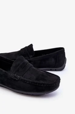 Hot Boto Męskie Zamszowe Mokasyny Czarne Wesley Czarny