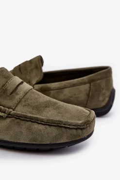 New Męskie Zamszowe Mokasyny Ciemnozielone Wesley Męskie Mokasyny Wsuwane