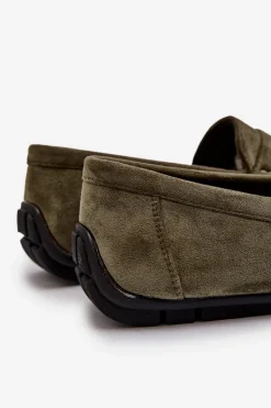 New Męskie Zamszowe Mokasyny Ciemnozielone Wesley Męskie Mokasyny Wsuwane