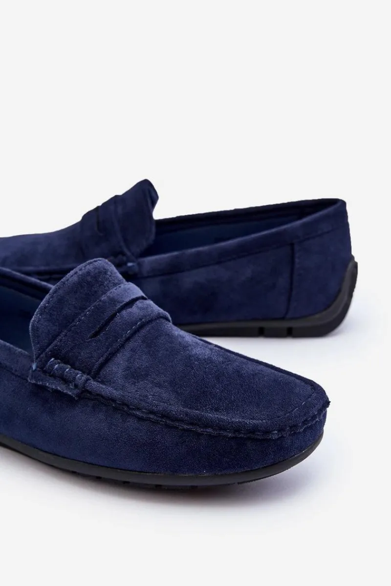 Clearance Męskie Zamszowe Mokasyny Granatowe Wesley Męskie Mokasyny Wsuwane