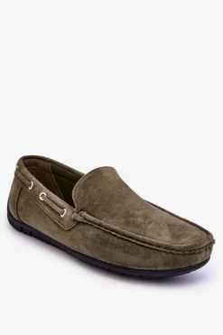 Sale Boto Męskie Zamszowe Wsuwane Mokasyny Zielone Rayan