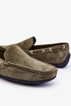 Sale Boto Męskie Zamszowe Wsuwane Mokasyny Zielone Rayan