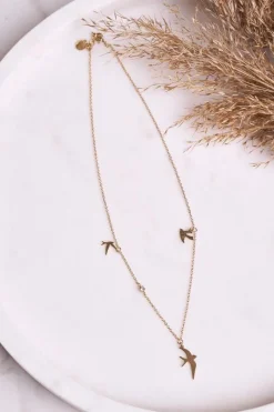 Sale Boto Naszyjnik Łańcuszek Trzy Jaskółki Złoty Swallow