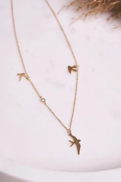 Sale Boto Naszyjnik Łańcuszek Trzy Jaskółki Złoty Swallow