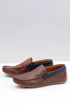 Discount Boto Neex | Brązowe Skórzane Męskie Wsuwane Mokasyny Pardon