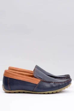 Clearance Neex | Granatowe Skórzane Męskie Wsuwane Mokasyny Pardon Męskie Mokasyny Wsuwane