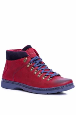 Best Neex Bordowe Skórzane Męskie Ocieplane Botki Trzewiki Timmo Męskie Botki Męskie