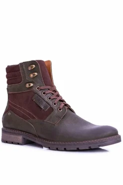 Botki Męskie>Boto Neex Oliwkowe Skórzane Ocieplane Męskie Botki Grigor