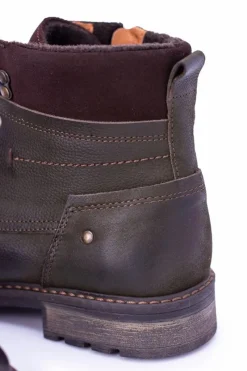 New Neex Oliwkowe Skórzane Ocieplane Męskie Botki Kobe Męskie Botki Męskie