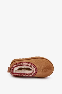 Sale Boto Śniegowce Botki Dziecięce Na Platformie Ocieplane Futerkiem Camel Vilabria Brązowy