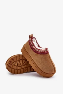 Sale Boto Śniegowce Botki Dziecięce Na Platformie Ocieplane Futerkiem Camel Vilabria Brązowy