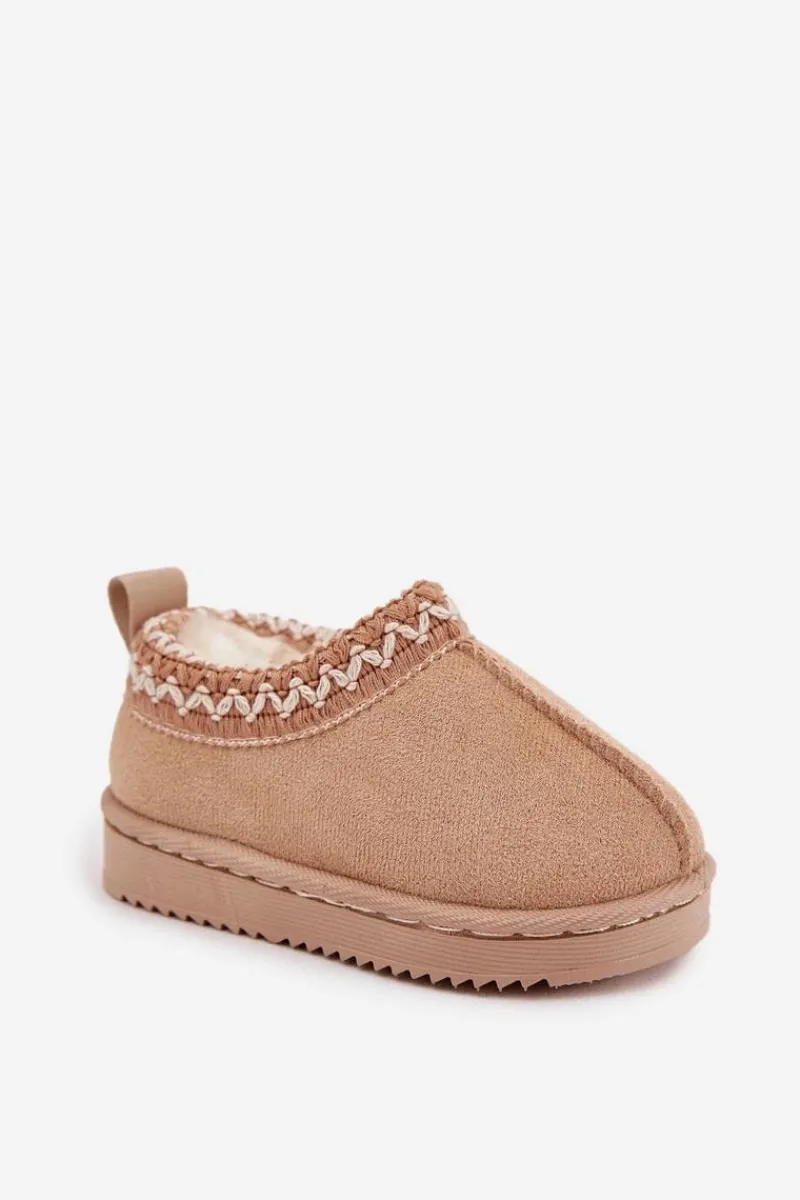 Outlet Boto Śniegowce Botki Dziecięce Na Platformie Ocieplane Futerkiem Beżowe Vilabria