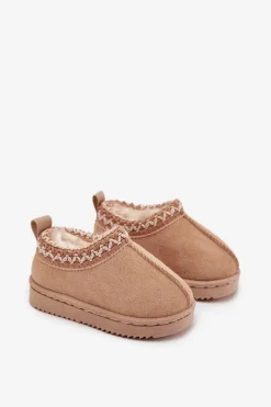 Outlet Boto Śniegowce Botki Dziecięce Na Platformie Ocieplane Futerkiem Beżowe Vilabria