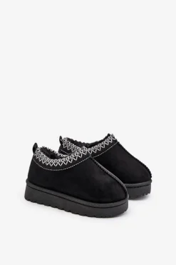 Best Śniegowce Botki Dziecięce Na Platformie Ocieplane Futerkiem Czarne Vilabria Dzieci Dziewczęce|Dziewczęce