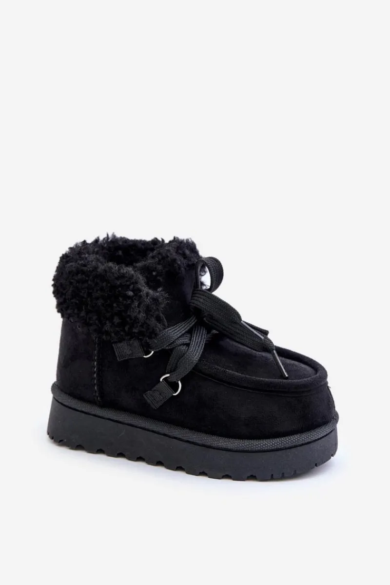 New Śniegowce Botki Dziecięce Ocieplane Futerkiem Czarne Adelane Dzieci Dziewczęce|Chłopięce