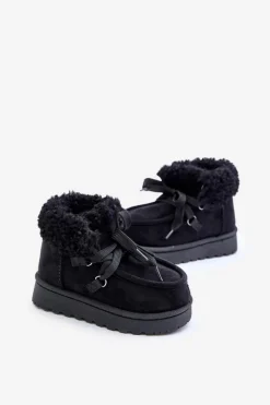 New Śniegowce Botki Dziecięce Ocieplane Futerkiem Czarne Adelane Dzieci Dziewczęce|Chłopięce