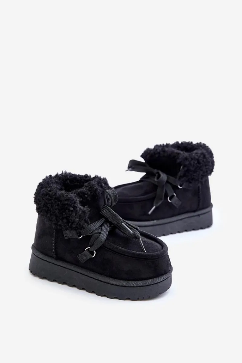 New Śniegowce Botki Dziecięce Ocieplane Futerkiem Czarne Adelane Dzieci Dziewczęce|Chłopięce
