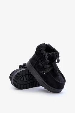 New Śniegowce Botki Dziecięce Ocieplane Futerkiem Czarne Adelane Dzieci Dziewczęce|Chłopięce