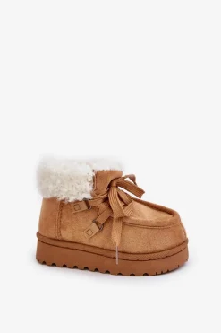 Dziewczęce|Chłopięce></noscript>Boto Śniegowce Botki Dziecięce Ocieplane Futerkiem Camel Adelane Brązowy