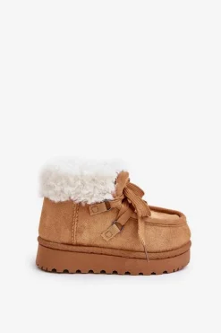 Dziewczęce|Chłopięce></noscript>Boto Śniegowce Botki Dziecięce Ocieplane Futerkiem Camel Adelane Brązowy