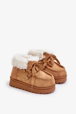 Dziewczęce|Chłopięce></noscript>Boto Śniegowce Botki Dziecięce Ocieplane Futerkiem Camel Adelane Brązowy