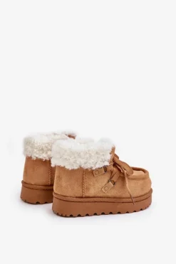 Dziewczęce|Chłopięce></noscript>Boto Śniegowce Botki Dziecięce Ocieplane Futerkiem Camel Adelane Brązowy
