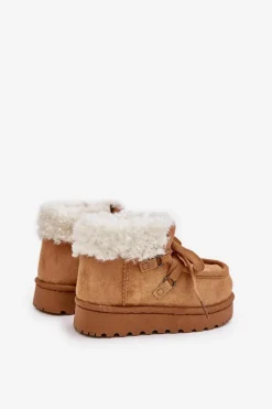 Dziewczęce|Chłopięce></noscript>Boto Śniegowce Botki Dziecięce Ocieplane Futerkiem Camel Adelane Brązowy