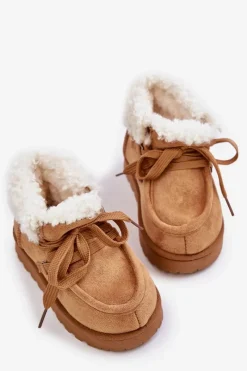 Dziewczęce|Chłopięce></noscript>Boto Śniegowce Botki Dziecięce Ocieplane Futerkiem Camel Adelane Brązowy