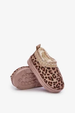 New Śniegowce Botki Dziecięce W Panterkę Na Platformie Ocieplane Futerkiem Brązowe Vilabria Dzieci Dziewczęce|Dziewczęce