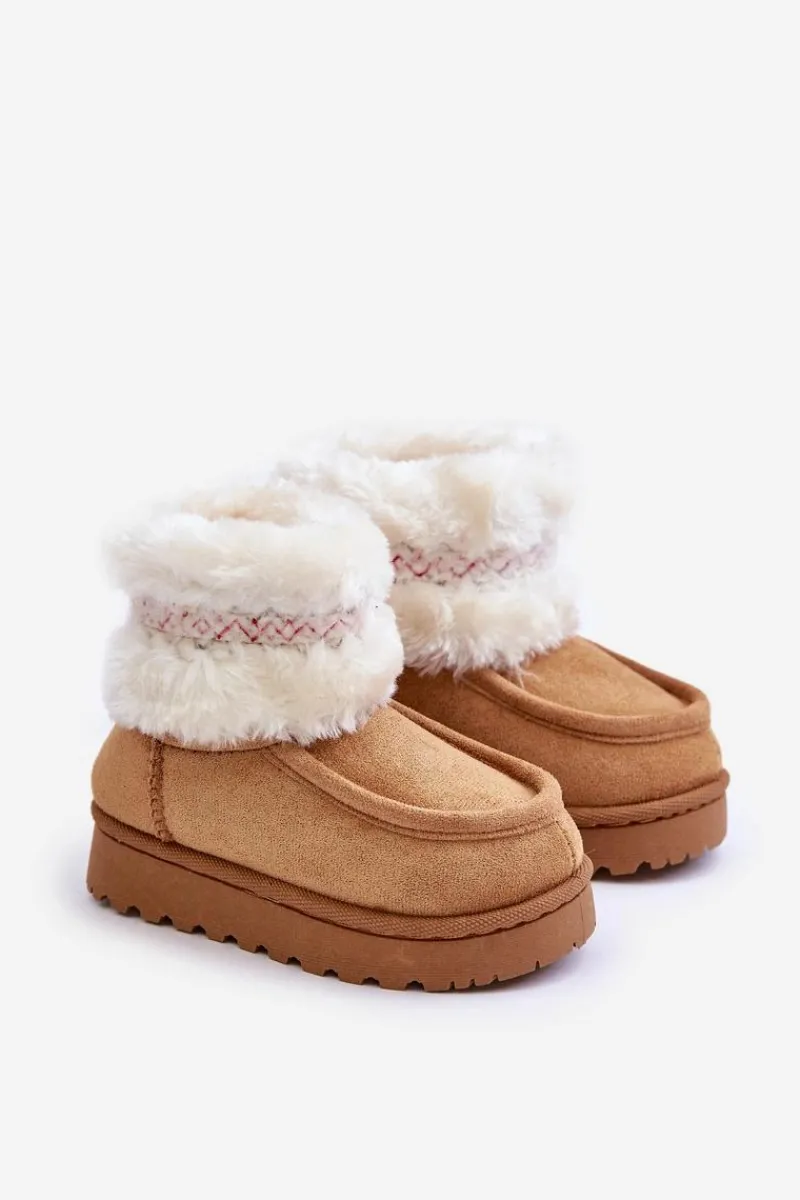 Sale Śniegowce Botki Dziecięce Z Futerkiem I Wzorem Camel Melefia Dzieci Dziewczęce|Chłopięce