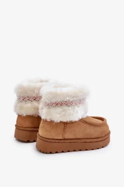 Sale Śniegowce Botki Dziecięce Z Futerkiem I Wzorem Camel Melefia Dzieci Dziewczęce|Chłopięce
