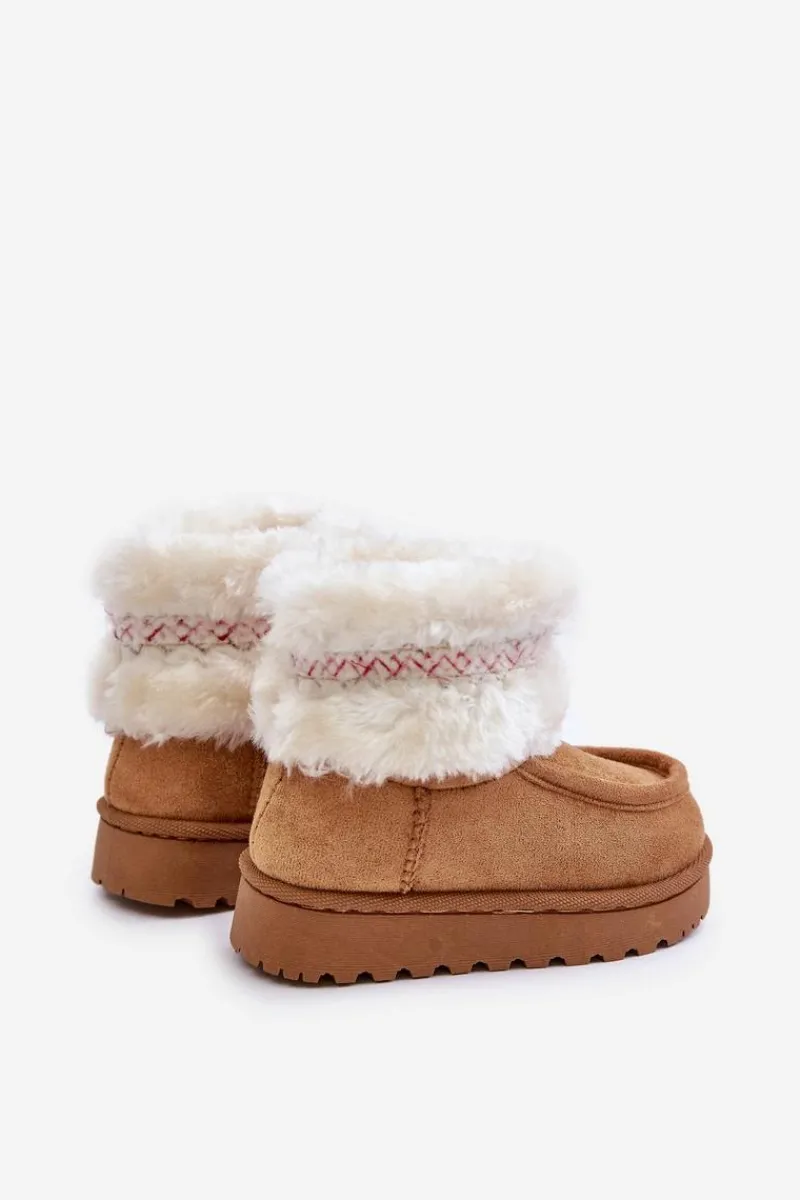 Sale Śniegowce Botki Dziecięce Z Futerkiem I Wzorem Camel Melefia Dzieci Dziewczęce|Chłopięce