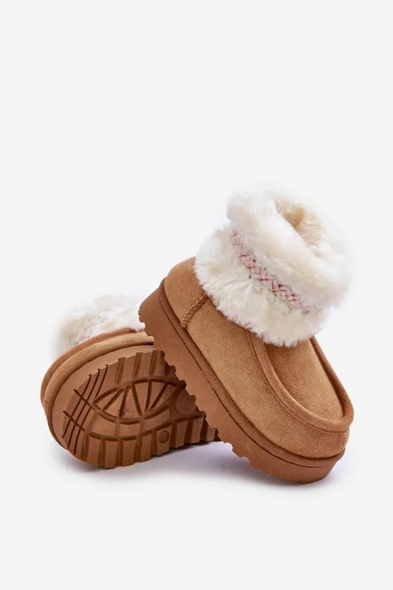 Sale Śniegowce Botki Dziecięce Z Futerkiem I Wzorem Camel Melefia Dzieci Dziewczęce|Chłopięce
