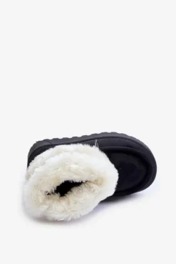Hot Boto Śniegowce Botki Dziecięce Z Futerkiem I Wzorem Czarne Melefia Czarny