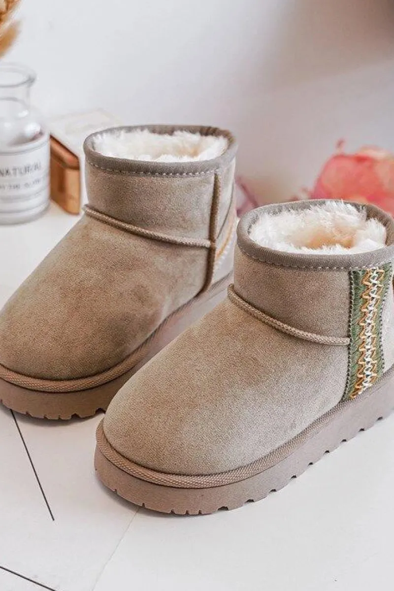 Sale Śniegowce Botki Ocieplane Dziecięce Zielone Leonora Dzieci Dziewczęce|Dziewczęce