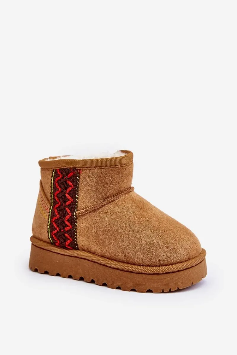 Dziewczęce|Dziewczęce>Boto Śniegowce Botki Ocieplane Dziecięce Camel Leonora Brązowy