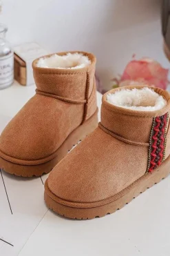 Dziewczęce|Dziewczęce>Boto Śniegowce Botki Ocieplane Dziecięce Camel Leonora Brązowy
