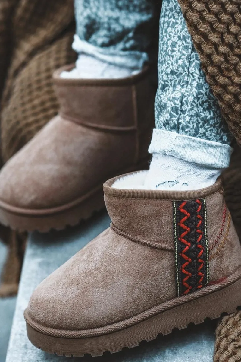 Dziewczęce|Dziewczęce>Boto Śniegowce Botki Ocieplane Dziecięce Camel Leonora Brązowy