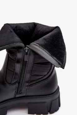 Outlet Śniegowce Botki Ocieplane Na Suwak Czarne Big Star MM274068 Damskie Śniegowce Damskie|Botki Płaskie