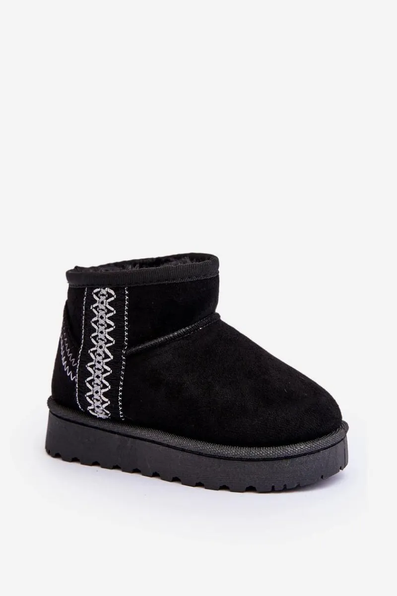 Clearance Śniegowce Botki Ocieplane Dziecięce Czarne Leonora Dzieci Dziewczęce|Dziewczęce