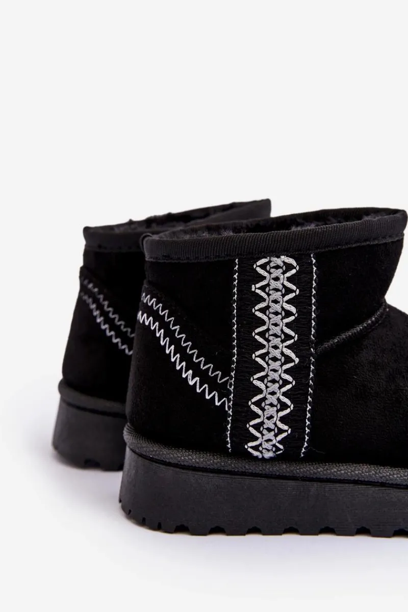 Clearance Śniegowce Botki Ocieplane Dziecięce Czarne Leonora Dzieci Dziewczęce|Dziewczęce