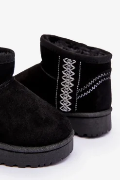 Clearance Śniegowce Botki Ocieplane Dziecięce Czarne Leonora Dzieci Dziewczęce|Dziewczęce
