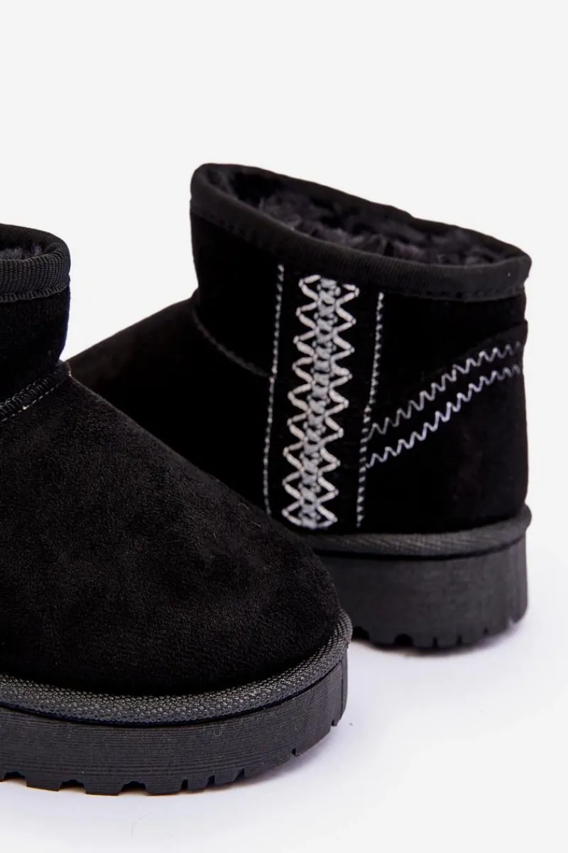 Clearance Śniegowce Botki Ocieplane Dziecięce Czarne Leonora Dzieci Dziewczęce|Dziewczęce