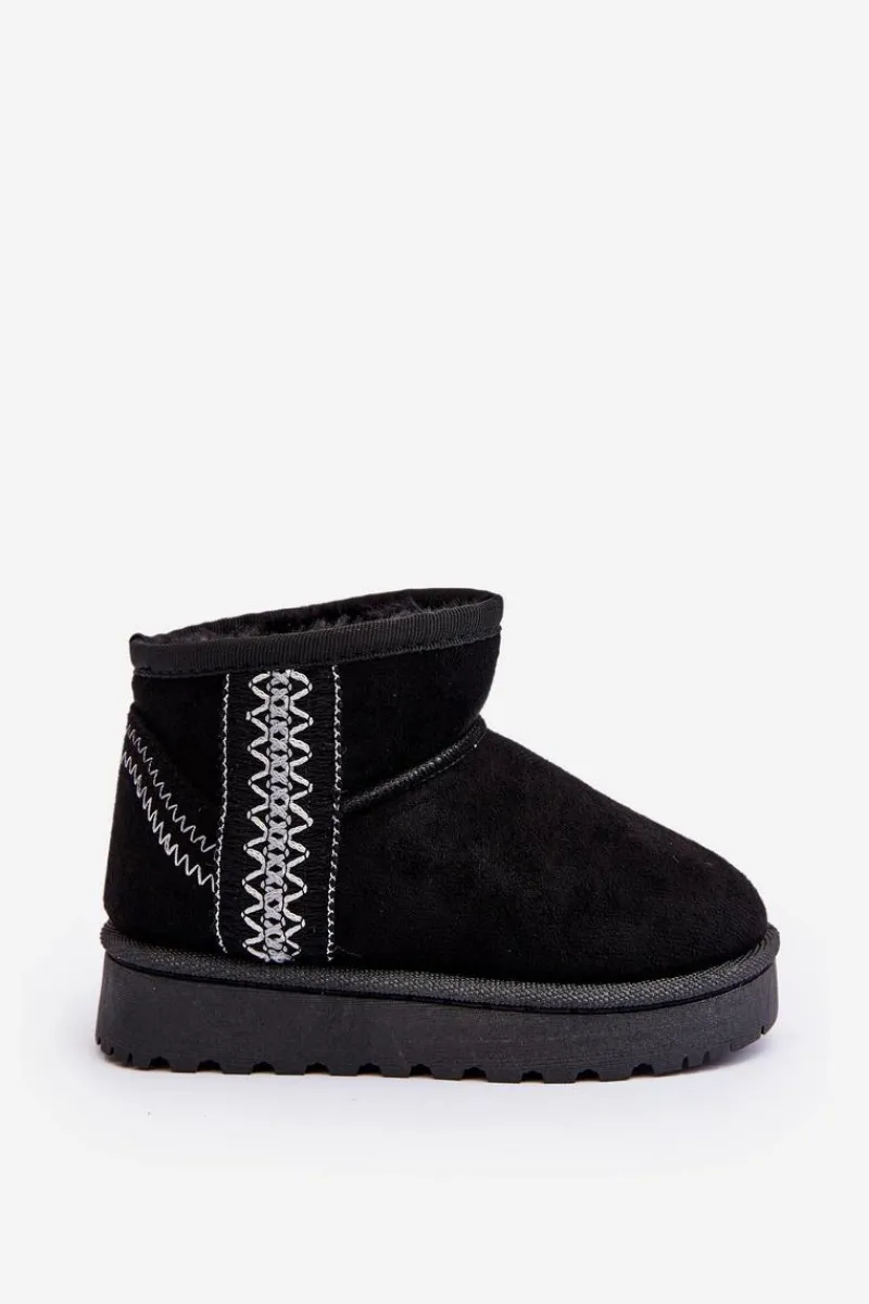 Clearance Śniegowce Botki Ocieplane Dziecięce Czarne Leonora Dzieci Dziewczęce|Dziewczęce