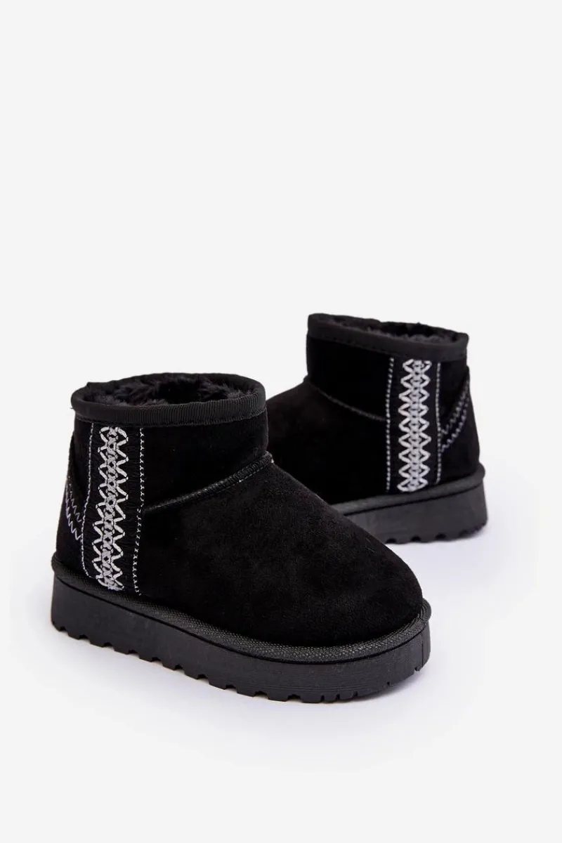 Clearance Śniegowce Botki Ocieplane Dziecięce Czarne Leonora Dzieci Dziewczęce|Dziewczęce