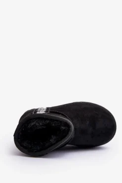 Clearance Śniegowce Botki Ocieplane Dziecięce Czarne Leonora Dzieci Dziewczęce|Dziewczęce