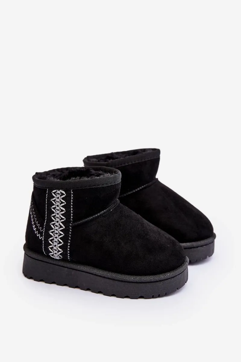 Clearance Śniegowce Botki Ocieplane Dziecięce Czarne Leonora Dzieci Dziewczęce|Dziewczęce