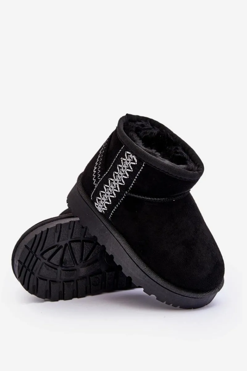 Clearance Śniegowce Botki Ocieplane Dziecięce Czarne Leonora Dzieci Dziewczęce|Dziewczęce