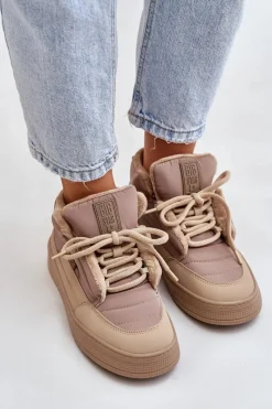 Best Śniegowce Damskie Big Star OO274A532 Beżowe Damskie Buty Sportowe Big Star|Śniegowce Damskie