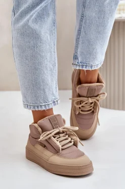 Best Śniegowce Damskie Big Star OO274A532 Beżowe Damskie Buty Sportowe Big Star|Śniegowce Damskie